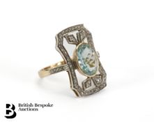 Aquamarine and Diamond Ring