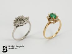 14ct Emerald and Diamond Cluster Ring