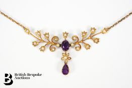 Edwardian Amethyst and Seed Pearl Necklace