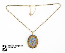 Victorian 18ct Gold Turquoise Enamel and Diamond Pendant