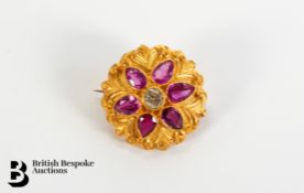 Indian 18ct Gold Button Brooch