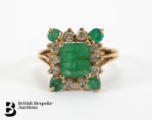 14ct Diamond and Emerald Ring