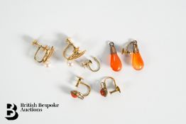 Pair of 15ct Gold Carnelian Earrings