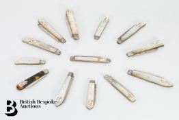 Georgian and Victorian Mother of Pearl and Silver Fruit Knives