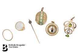 Art Nouveau Gold and Peridot Pendant