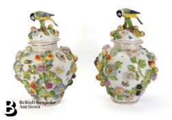 Pair of German Porcelain Vases and Covers