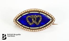Victorian 14/15ct Gold Diamond Enamel Seed Pearl Brooch