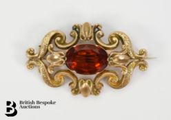 9ct Yellow Gold Citrine Brooch