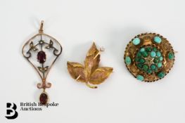 14ct Yellow and Rose Gold Diamond Leaf Brooch