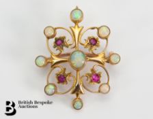 An Edwardian 9ct, Opal and Diamond Pendant Brooch