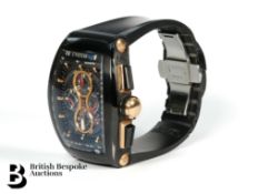Gentleman's Cvstos Challenge GT Black Steel Skeleton Dial Wrist Watch