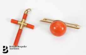 14ct Coral Cross Pendant