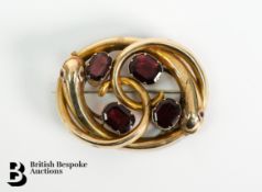 Victorian 9ct Gold Double Serpent Brooch