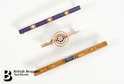 Three 14ct Gold Bar Brooches