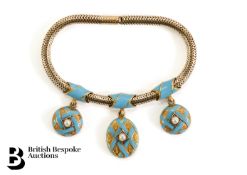Victorian 14/15ct Gold, Enamel and Seed Pearl Triple Locket Bracelet