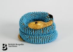 Victorian 14ct Gold and Turquoise Snake Bracelet