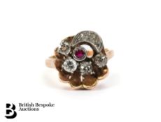 9ct Rose Gold Diamond and Ruby Ring