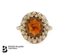 14ct Citrine and Pearl Ring