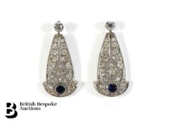 Pair of Art Deco Diamond and Sapphire Earrings