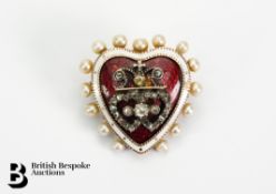 Victorian Red Enamel Sweetheart Brooch