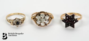 9ct Gold Sapphire and White Stone Ring