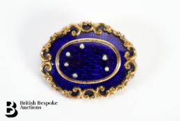 Victorian Gold and Enamel Mourning Brooch
