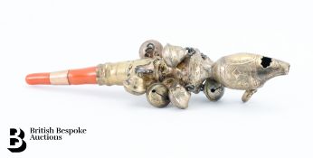Victorian Silver Gilt and Coral Rattle/Teether