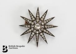 Victorian 9ct Gold and Silver Diamond Star Brooch