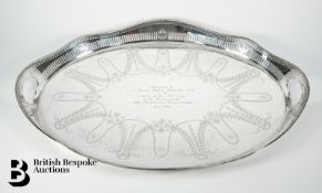 Large Silver Plated Galleried Tray