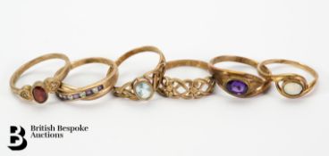 Six 9ct Gold Rings