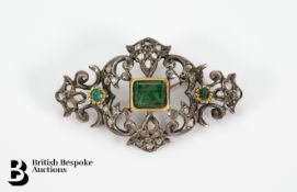 Early Victorian Emerald and Rose cut Diamond Brooch