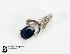 14ct White Gold Sapphire and Diamond Pendant
