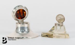Silver and Tortoiseshell Inkwell