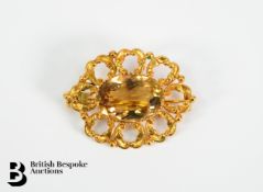 Gold Citrine Pendant Brooch