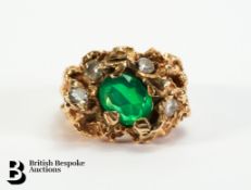 14ct Gold Emerald and Diamond Nugget Ring