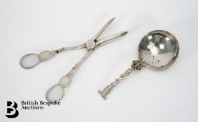 Pair of Silver Grape Scissors and Porridge Spoon