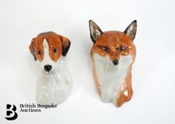 Royal Worcester Fox and Hound Wall Masks