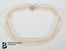 9ct Gold Opal Double Strand Cultured Pearl Necklace