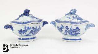 Pair of Chinese Sauce Boats with Covers