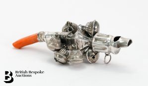Georgian Sterling Silver and Coral Teether and Rattle
