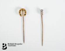 14ct Gold Three Stone Diamond Tie Stick
