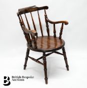 Stained Pine Spindle Back Elbow Chair