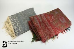 Two 19th Cotton Woven Shawls