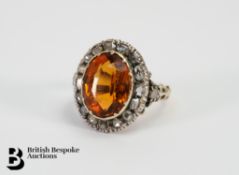 14ct Gold Citrine and Diamond Ring