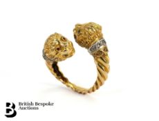 18ct Gold Double Lion Head Ring