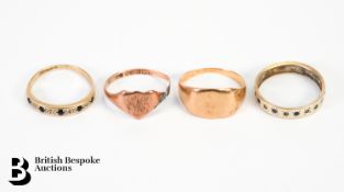 Two Gold Eternity Rings and Two Signet Rings