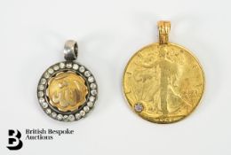 Middle Eastern Silver and 18ct Gold Pendant