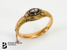 Victorian Danish Niedlich 14ct Gold Diamond Bangle
