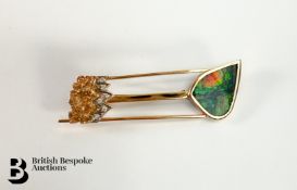 14ct Yellow, Rose and White Gold Ammolite Brooch