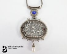 Silver, Lapis Lazuli and Pearl Necklace